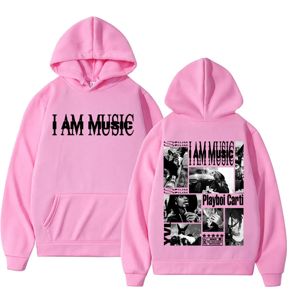 Rapper Playboi Carti I AM MUSIC Album Logo Hooded Men Fashion Gothic Hip Hop Street Sweatshirt Male Casual Fleece Comfort Hoodie