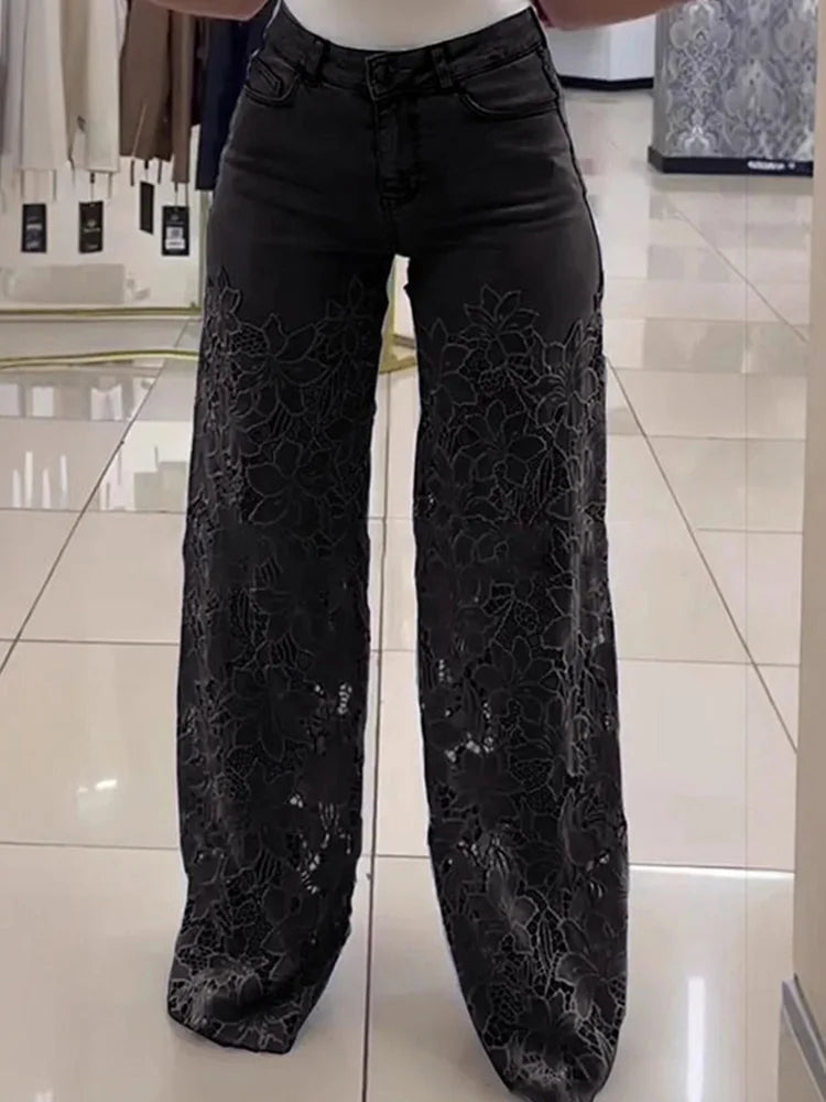 Women Y2k Fashion High Waist Loose Wide Leg Pants