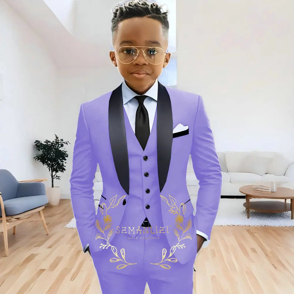 Formal Navy Blue Boys Suit Jacket Pants Vest 3 Piece Set Shawl Lapel Blazer for Kids Wedding Tuxedo Suits 2-16 Years Clothes
