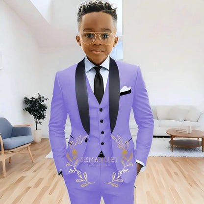 Formal Navy Blue Boys Suit Jacket Pants Vest 3 Piece Set Shawl Lapel Blazer for Kids Wedding Tuxedo Suits 2-16 Years Clothes
