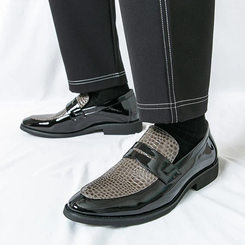 Loafers Shoes Men Color Blocked Business Casual Fashion Round Head Formal Wedding Shoes