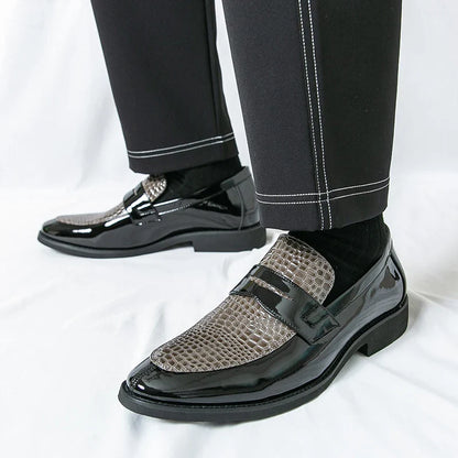 Loafers Shoes Men Color Blocked Business Casual Fashion Round Head Formal Wedding Shoes