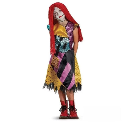 2026 Meninas Horro Antes do Natal Sally Vestido de Cosplay de Halloween Festa Fantasia Infantil Meninos Jack Roupas Góticas