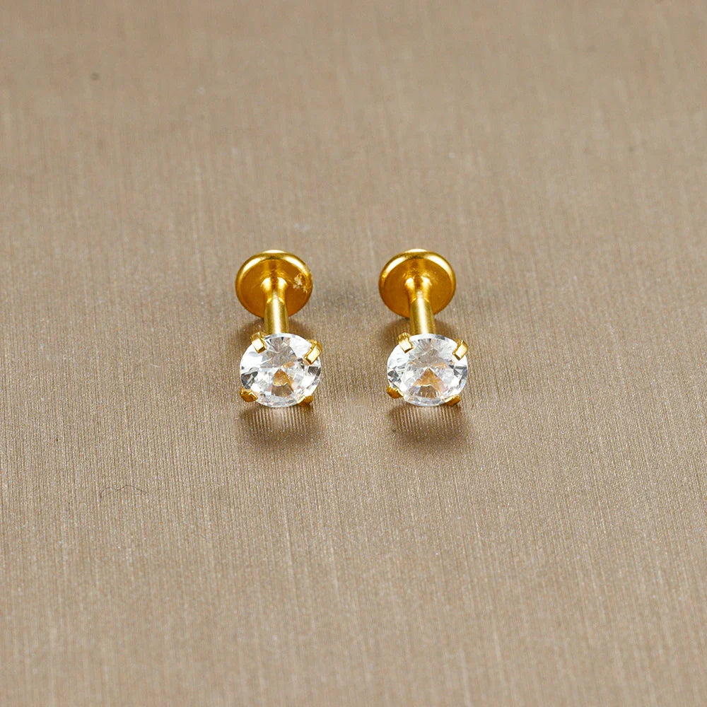 2PC Labret Tragus Stud Earrings 16G Surgical Stainless Steel CZ Crystal  Monroe Helix Cartialge Conch Medusa Lip Body Piercing