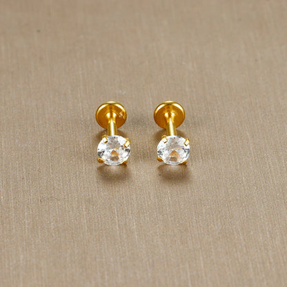 2PC Labret Tragus Stud Earrings 16G Surgical Stainless Steel CZ Crystal  Monroe Helix Cartialge Conch Medusa Lip Body Piercing