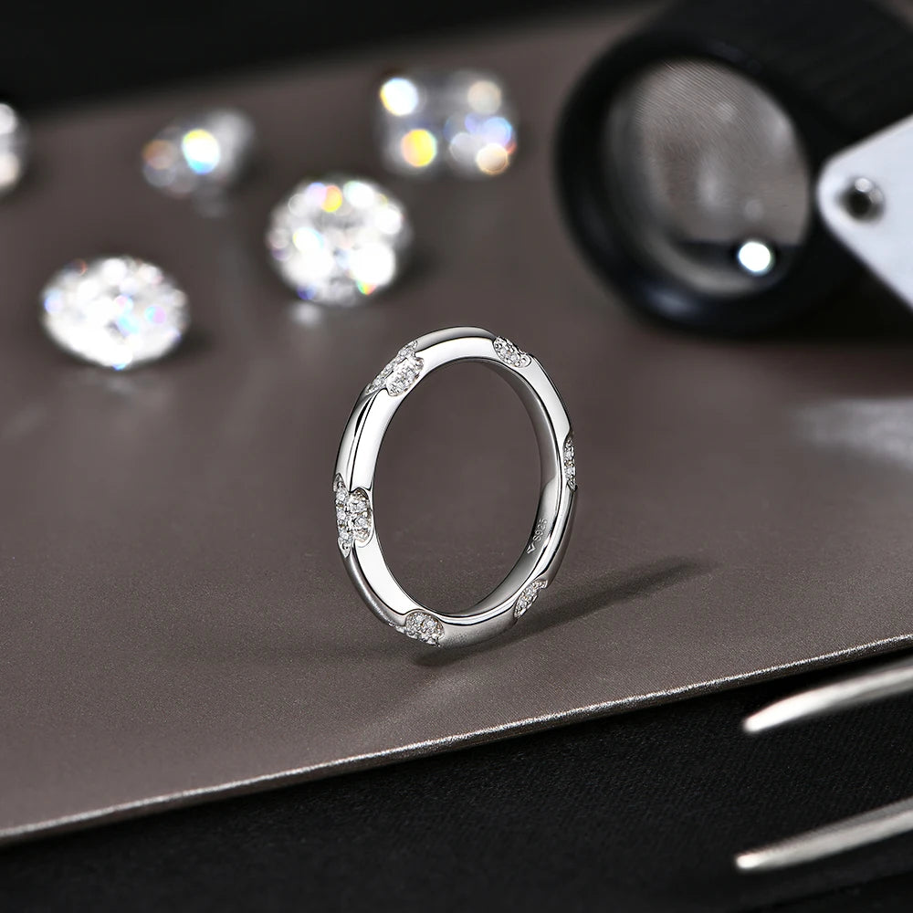 New Moissanite Rings D VVS1 925 Silver 18K White Gold Plated Women Men Wedding Ring Engagement Band Party Jewelry Gifts