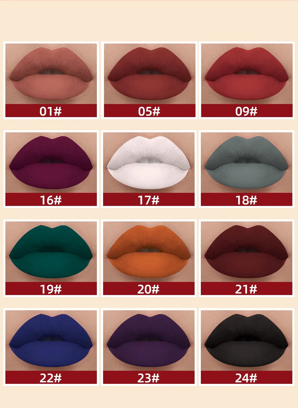 12 Colors Matte Liquid Lipstick Sets Lip Gloss Waterproof Long Lasting Sexy Red White Black Nude Lipgloss Makeup Sets