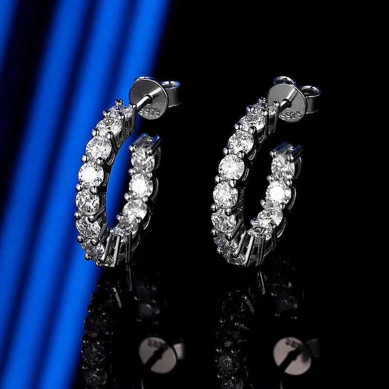 2.6cttw D Color Certified Moissanite Hoop Earrings for Women Sparkling Full Diamond Sterling Silver 925 Jewelry Wholesale