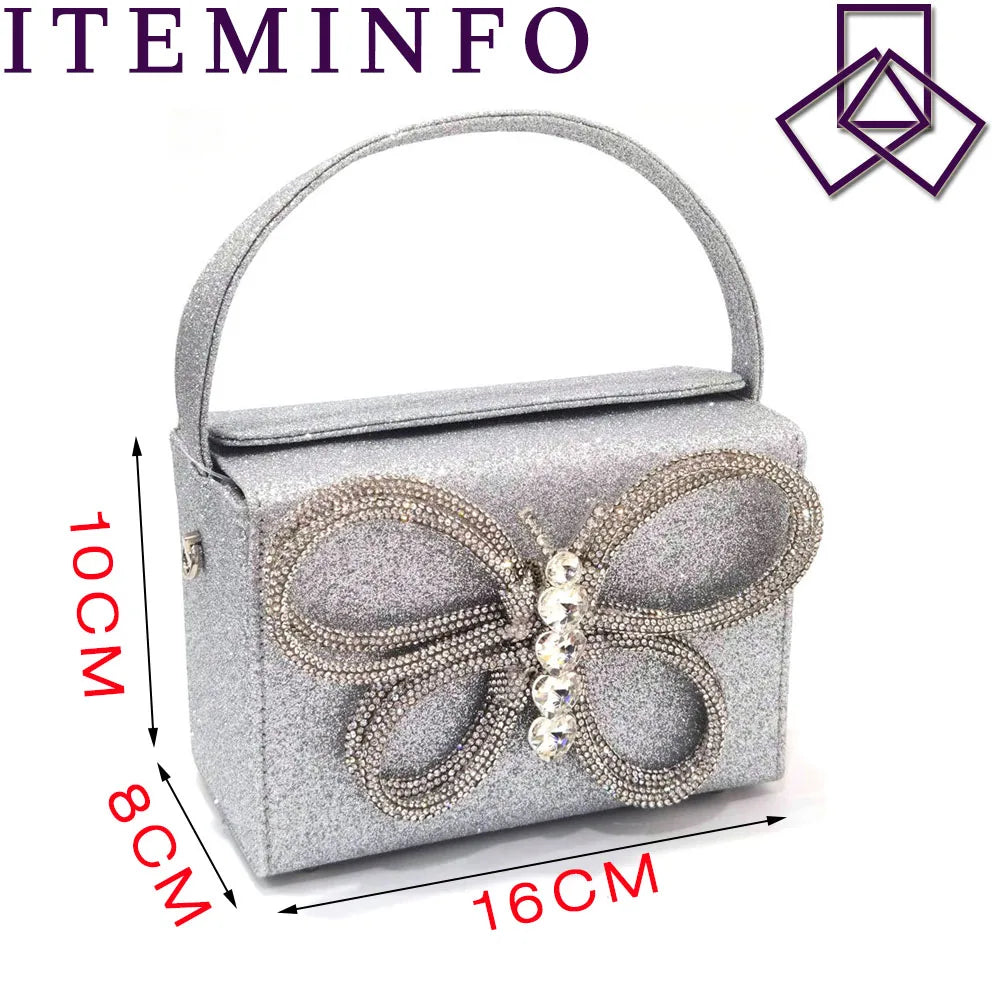 Ladies Pointed-Toe Party High Heels Magenta Colour Bow Rhinestone Stereo Bag Evening  African Wedding Shoe And Bag Set