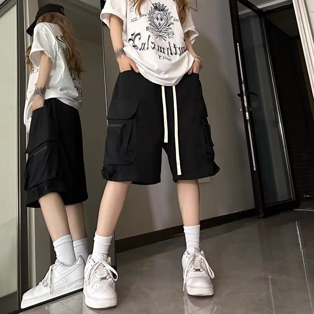 Europeans American Style Plus Size Cargo Pants High Street Hip-hop Women's Shorts Summer New Casual All-match Five-pointed Pants