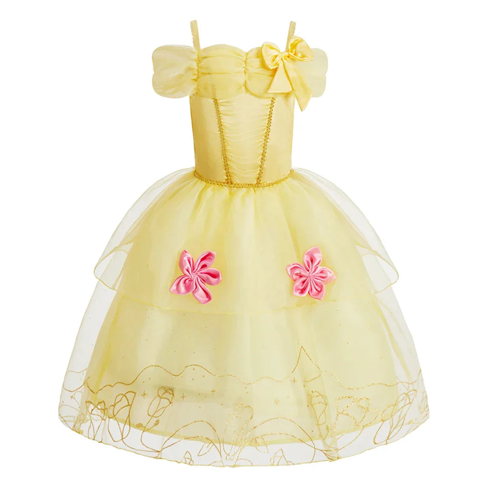 Little Girl Rapunzel Costume Party Fancy Princess Dress Christmas Cosplay Belle Sleeping Beauty Cinderella Carnival Disguise