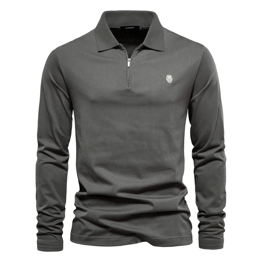 Brand Long Sleeve Men's Polo Shirts 100% Cotton Solid Color Casual Polo Shirts for Men New Sping Autumn Basic Polos Men