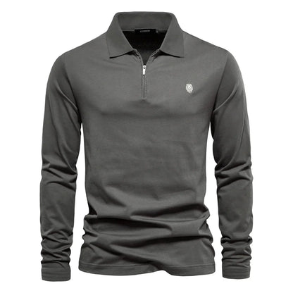 Brand Long Sleeve Men's Polo Shirts 100% Cotton Solid Color Casual Polo Shirts for Men New Sping Autumn Basic Polos Men