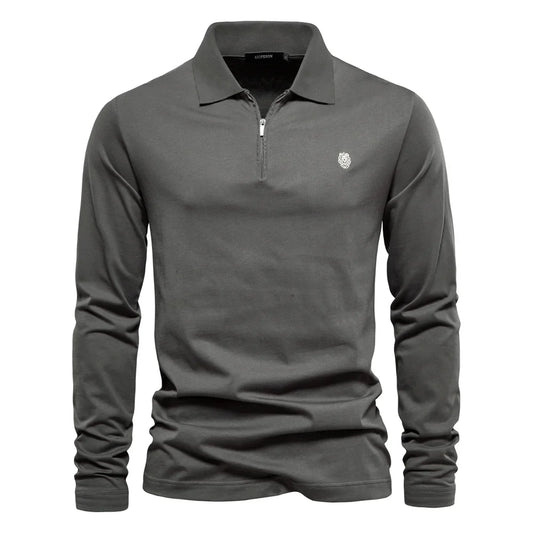 Brand Long Sleeve Men's Polo Shirts 100% Cotton Solid Color Casual Polo Shirts for Men New Sping Autumn Basic Polos Men