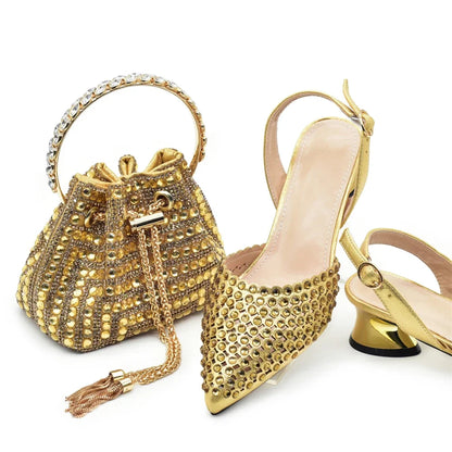 Women's PU Leather Dress Pump and Handbag Set