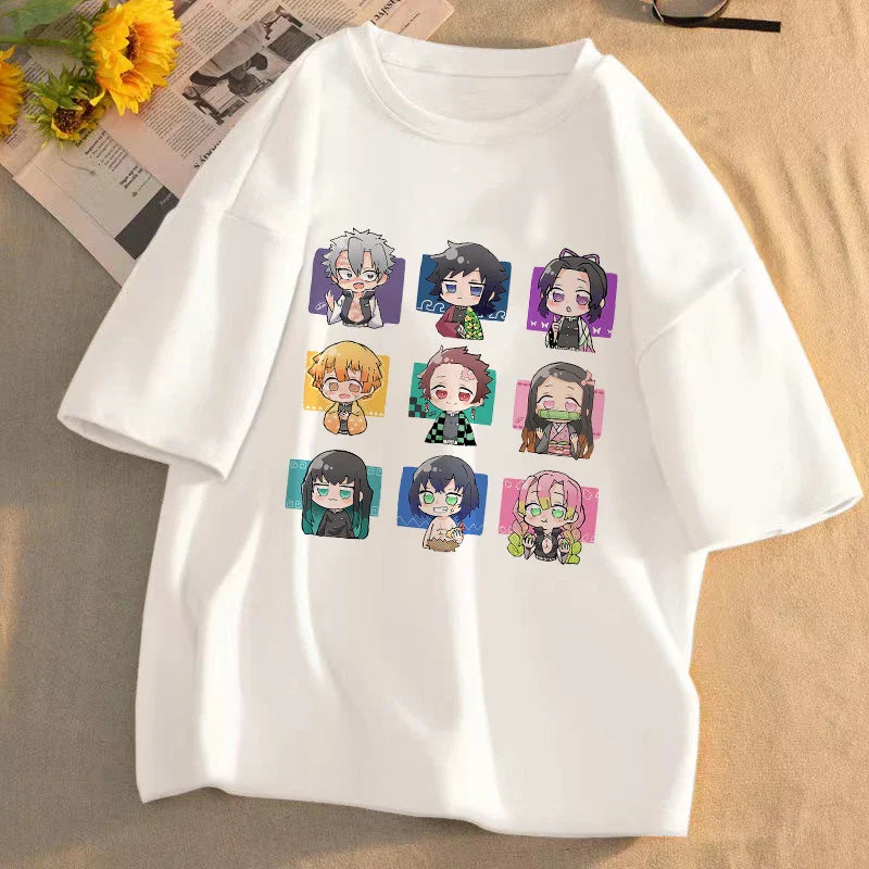Demon Slayer Anime T-Shirt Kimetsu No Yaiba Unisex Graphic Tee Summer Short Sleeve Casual Cartoon Top Streetwear Anime Gift