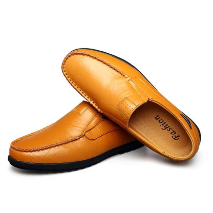 Leather Men Casual Shoes Breathable Soft Mens Loafers Italian Brand Moccasins Slip on Black Driving Shoes Plus Size 37-47