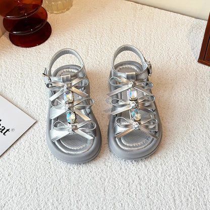 Girl Sandals Summer New Kids Fashion Hollow-out Causal Shoes Princess Versatile Sweet Bowknot Children Open-toe Beach Sandals