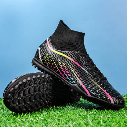 Wear Resistant TF Turf Soccer Boots PU Elastic Fabric Upper Rubber Stable Grip Sole Youth Boys Girls Football Shoes
