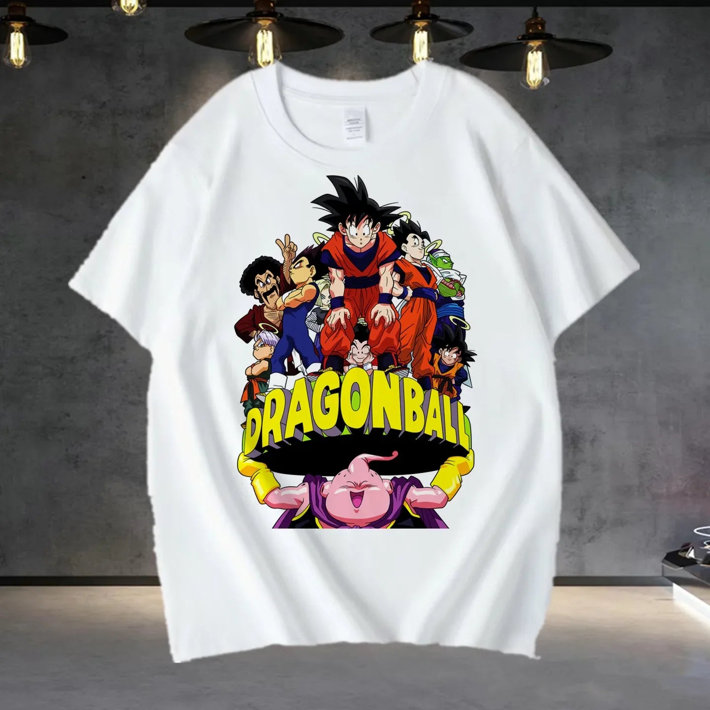 2026 Summer Dragon Ball Oversized T-shirt High Quality 100% Cotton Manga Grid Character Print Unisex Casual for Adults Kids