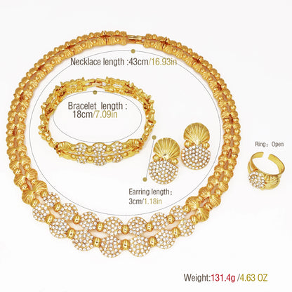 latest Italian Ladies Fine Jewelry Sets Gold Color Women Necklace Earrings African Big Jewelry Wedding Party Gift