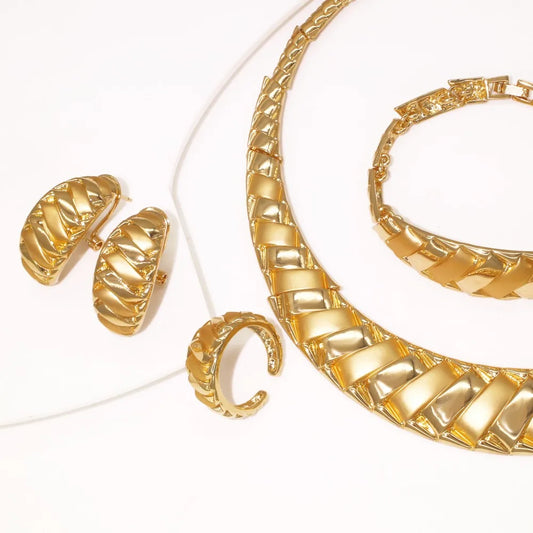 2025 New Fashion Women Jewelry Set Design Irregular Geometry Jewellery 18K Gold Plated Wedding Birthday Party Gift