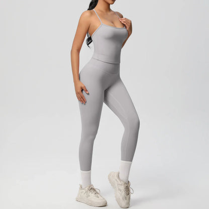 Halter Yoga Top Set Fitness Gym Suit Training Sleeveless Sport Gym Tops Crossover Back Sports Underwear  Tummy Control Slimming