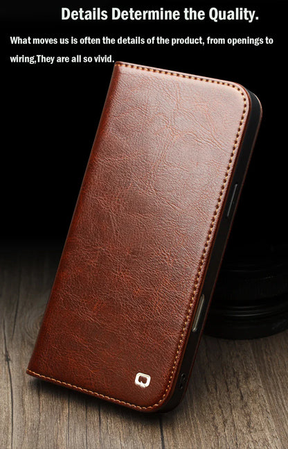 Case for iPhone 17 Pro Max Luxury Ultra Slim Handmade Genuine Leather Wallet Card Slot Flip Cover for iPhone 17 Pro/Air