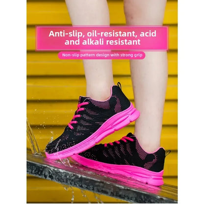 New Pink Work Shoes Women Work Sneakers Steel Toe Shoes Anti-smash Anti-puncture Safety Shoes Man Women Protective Shoes