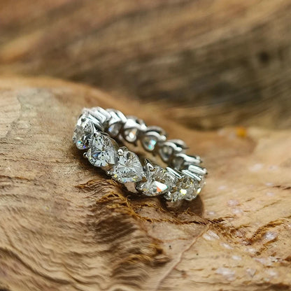 3/4/5mm Heart Cut Moissanite Eternity Band For Women  Certified Lab Diamond Stackable Wedding Band 925 Silver Engagement Ring