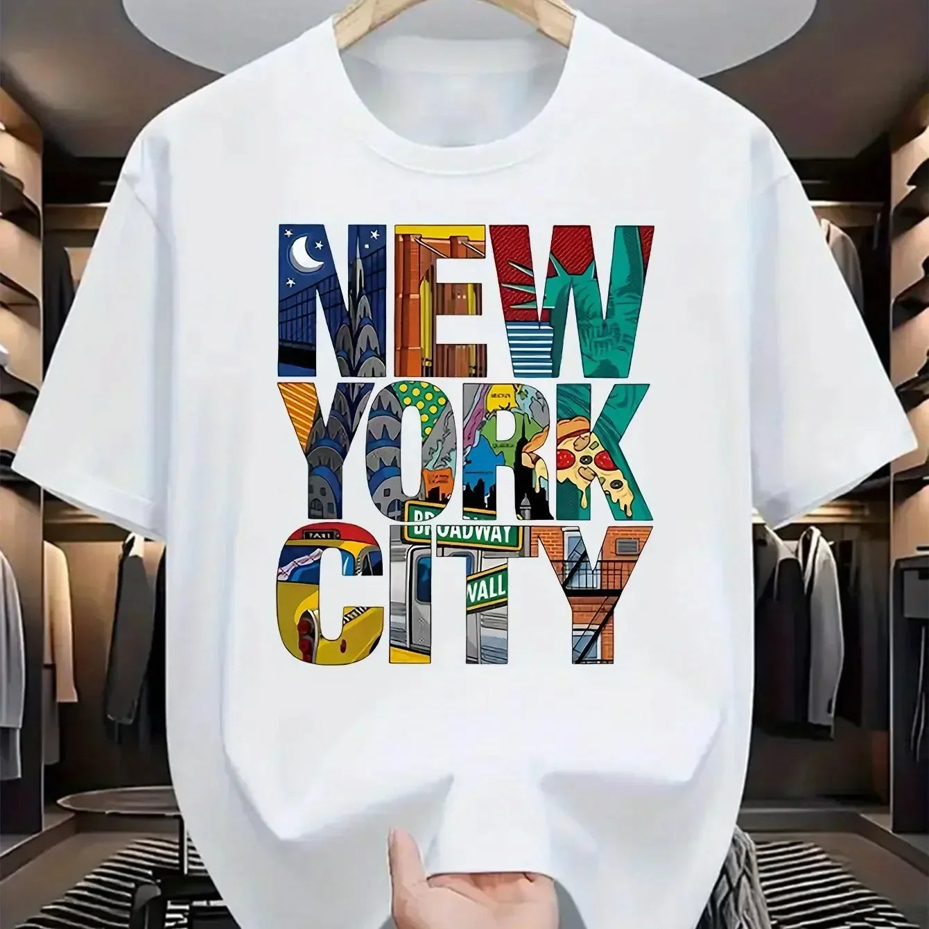 Fashion Men's New Letter Printed T-shirt Summer Breathable Casual Tops Trendy Crew Neck Short Sleeve Street Men's Clothing