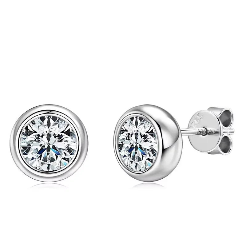 Real 0.5ct/1ct/2ct D Color Moissanite 925 Sterling Silver Gold Plated Stud Earrings For Women Wedding Fine Jewelry Gift