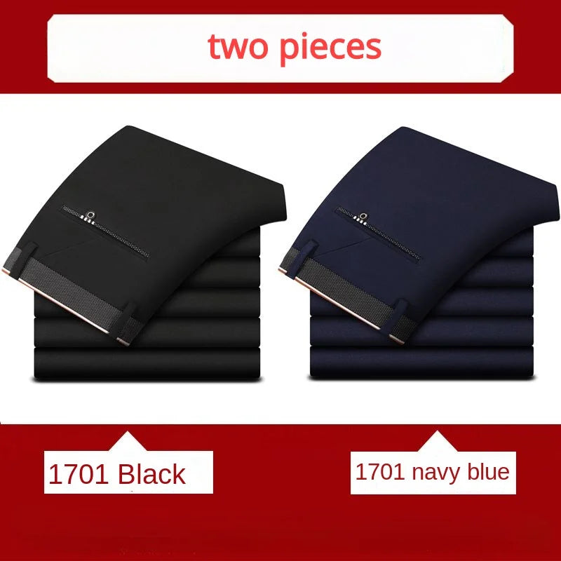 Stylish Black Dress Pants for Men Comfortable Casual Trousers Four-Season Korean Business Suit Pants Male Stretch Slim-Fit Pants