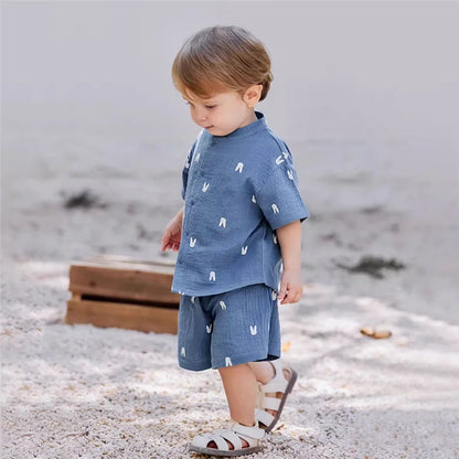 Fashion Kids Clothes Suit Summer Casual Organic Cotton Kids Tshirt + Shorts Toddler Baby Short Sleeve Outfits