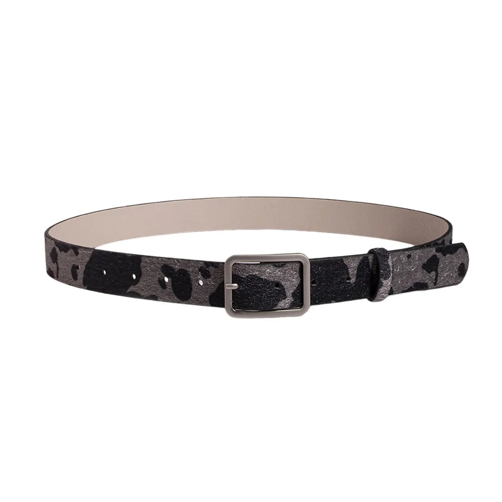 Japanese Style Square Buckle Women Belt with Shine Rhinestone PU Leather Gothic Waist Belts Leopard Punk Waistband