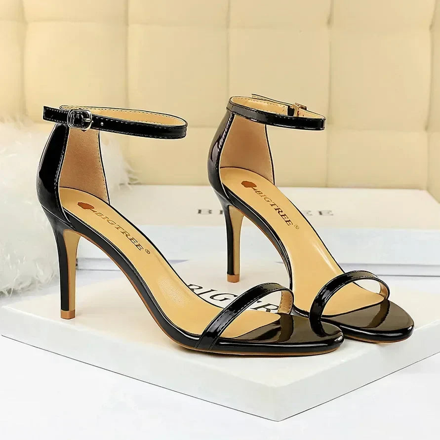 Women Gladiator Stiletto Classic Ankle Strap Holiday Beach Sandals Lady Fashion Suede 8cm 11cm High Heels Sexy Red Brown Sandles