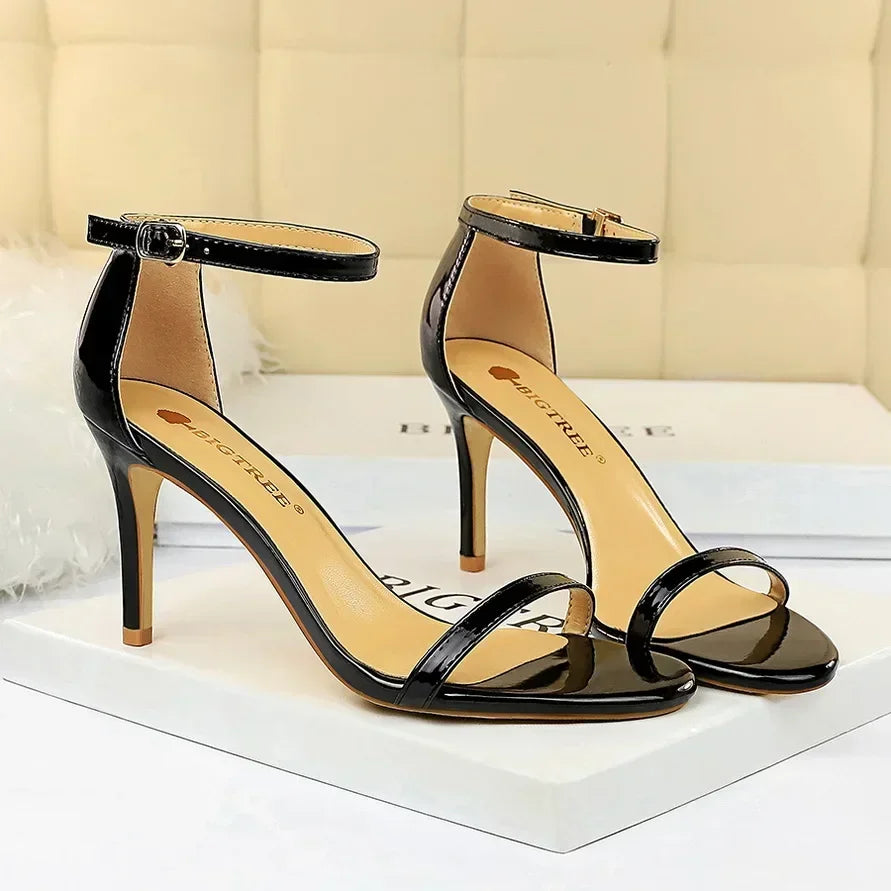 Women Gladiator Stiletto Classic Ankle Strap Holiday Beach Sandals Lady Fashion Suede 8cm 11cm High Heels Sexy Red Brown Sandles