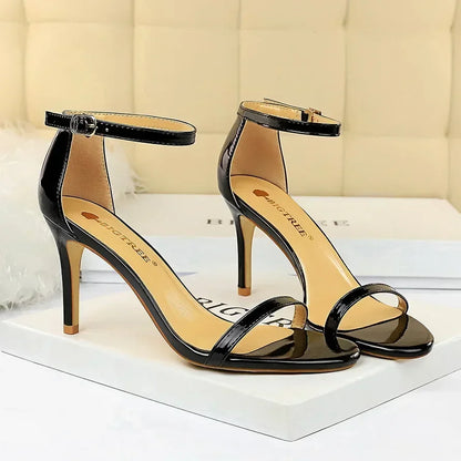 Women Gladiator Stiletto Classic Ankle Strap Holiday Beach Sandals Lady Fashion Suede 8cm 11cm High Heels Sexy Red Brown Sandles