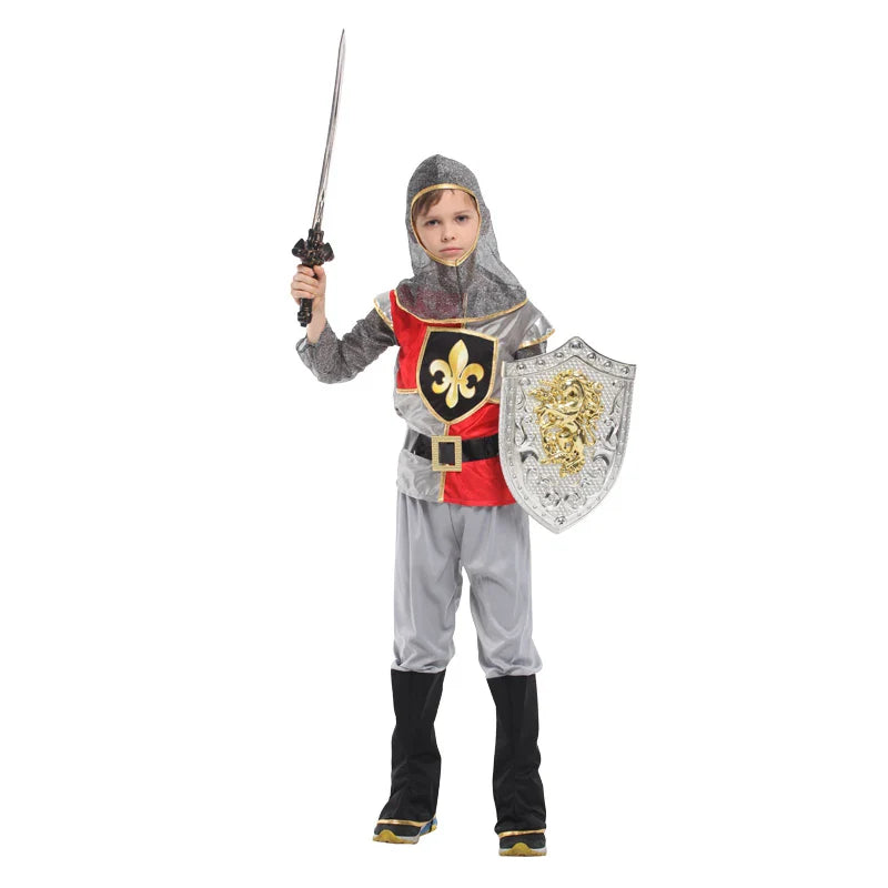Children's Knight Costume Cosplay Performance Dress Party European Knight Armor Medieval Royal Castle Defender Armor