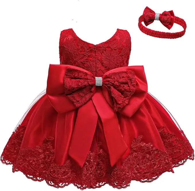 Girls White Baptism Dress Bridesmaid Dresses For Wedding Prom Gown Big Bow Girls Elegant Dresses Red Puffy Christmas Dress