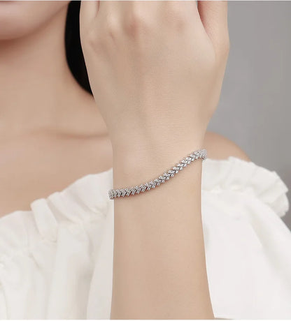 2025 New In Real D Color Full 1.4mm Moissanite Tennis Bracelet For Women S925 Silver Diamond Link Chain Bracelets Wholesale