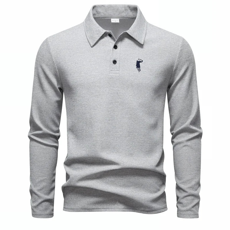 Luxury brand polo shirt long sleeved embroidered design men's top 2025 autumn new comfortable breathable business casual T-shirt