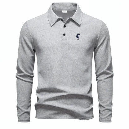 Luxury brand polo shirt long sleeved embroidered design men's top 2025 autumn new comfortable breathable business casual T-shirt