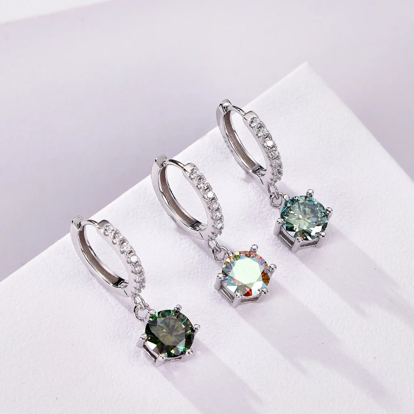 925 Sterling Silver 1 Carat Moissanite Drop Earrings for Women Charm Engagement Fine Jewelry Gift for Female Party Date
