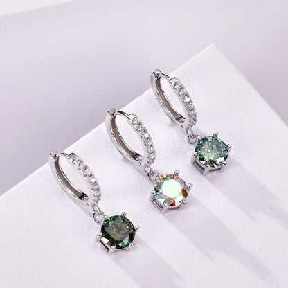 925 Sterling Silver 1 Carat Moissanite Drop Earrings for Women Charm Engagement Fine Jewelry Gift for Female Party Date