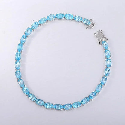 Pure 925 Sterling Silver Women's Hand Bracelets 100% Real Gemstone Natural Topaz Peridot Amethyst Gem Fine Jewelry
