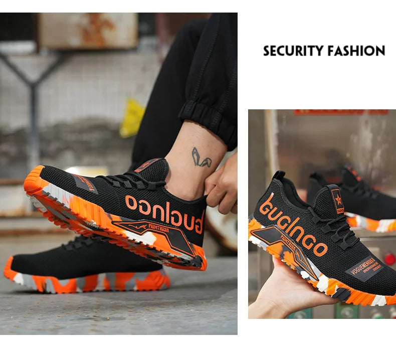 Fashion Sports Shoes Work Boots Puncture-Proof Safety Shoes Men Steel Toe Shoes Security Protective Shoes Indestructible