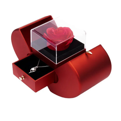 Luxury Red Zircon Pendant Necklace With Apple Gift Box Fashion Jewelry For Women Girlfriend 2023 New Romantic Christmas Gifts