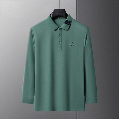 New Best-selling Spring and Autumn Men's Trendy Fashion Lapel Embroidered Long Sleeved Top Polo Shirt Sweatshirt T-shirt