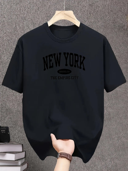 Men's New YorkThe Empire City Graphic T-Shirt, Casual Cotton Short Sleeve O-Neck Top Vintage Streetwear Summer Fashion Tee